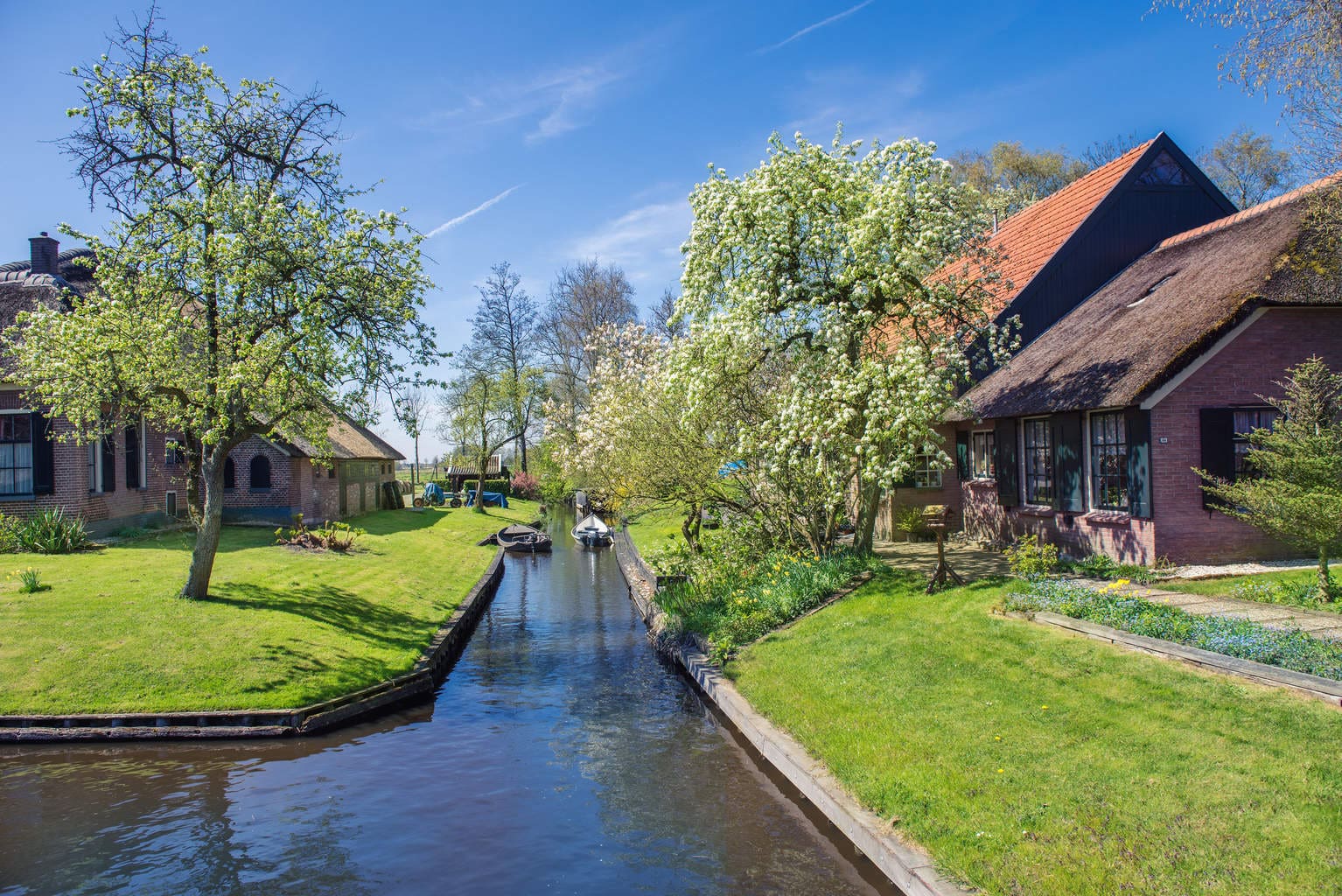 Spring in Giethoorn, a small village in Overijssel province in t